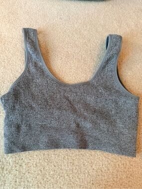 Aerie - Ribbed Grey Seamless Sports Bra